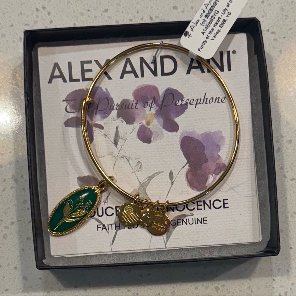 Alex and Ani Violet Lilies of the Valley Faith Charm Bracelet NWT